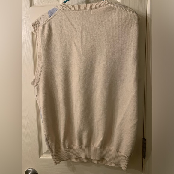 Lands’ End Men’s Argyle Sweater Vest Size large blue Gray Beige Preppy 90’s - Picture 3 of 5